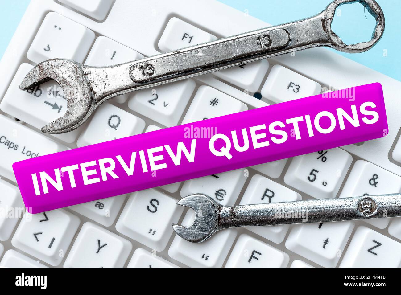 Conceptual display Interview Questions. Internet Concept Typical topic being ask or inquire during an interview Stock Photo
