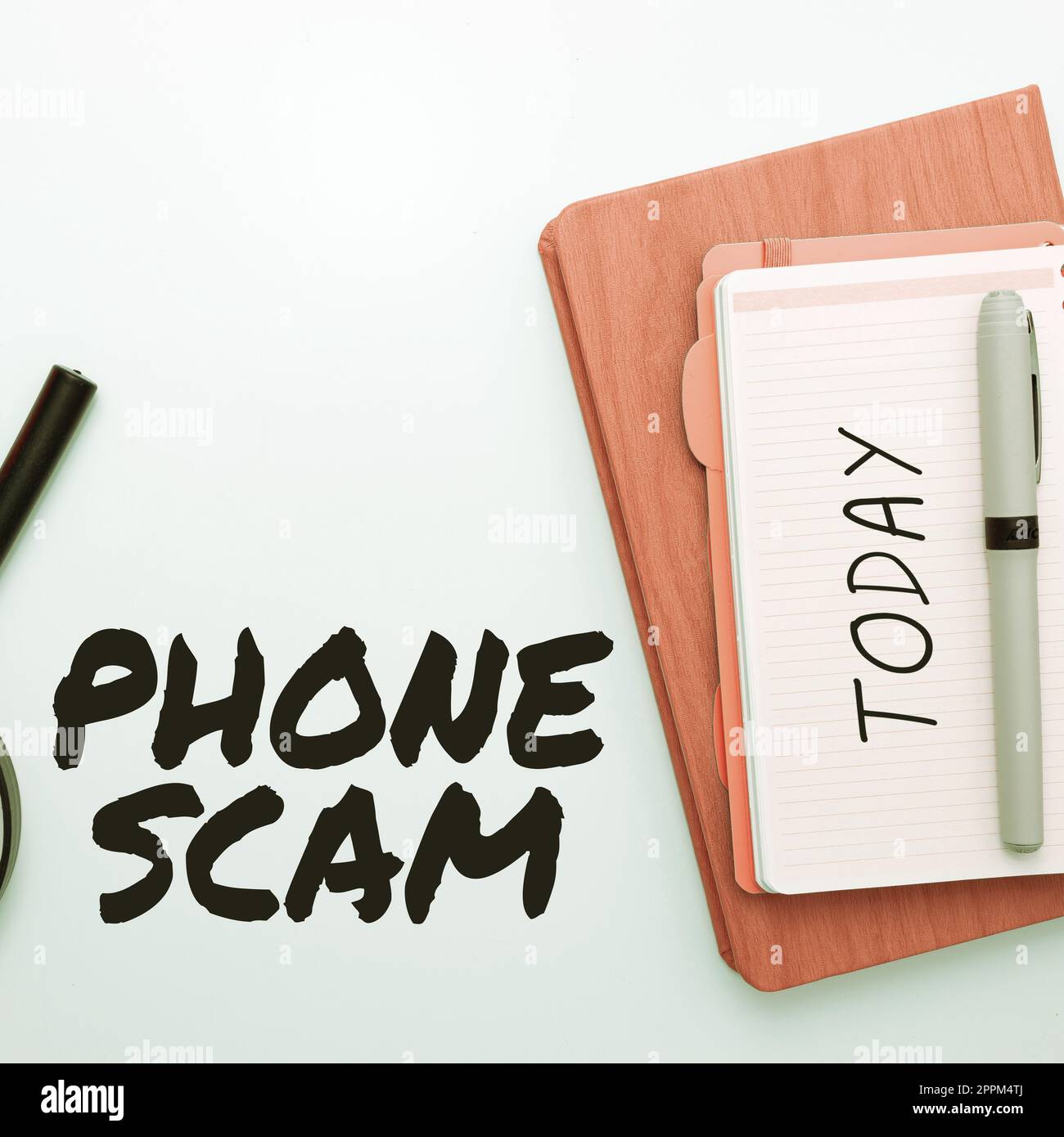 Conceptual display Phone Scam. Business concept getting unwanted calls to promote products or service Telesales Stock Photo