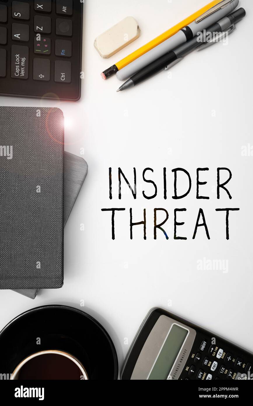 Inspiration showing sign Insider Threat. Business concept security threat that originates from within the organization Stock Photo