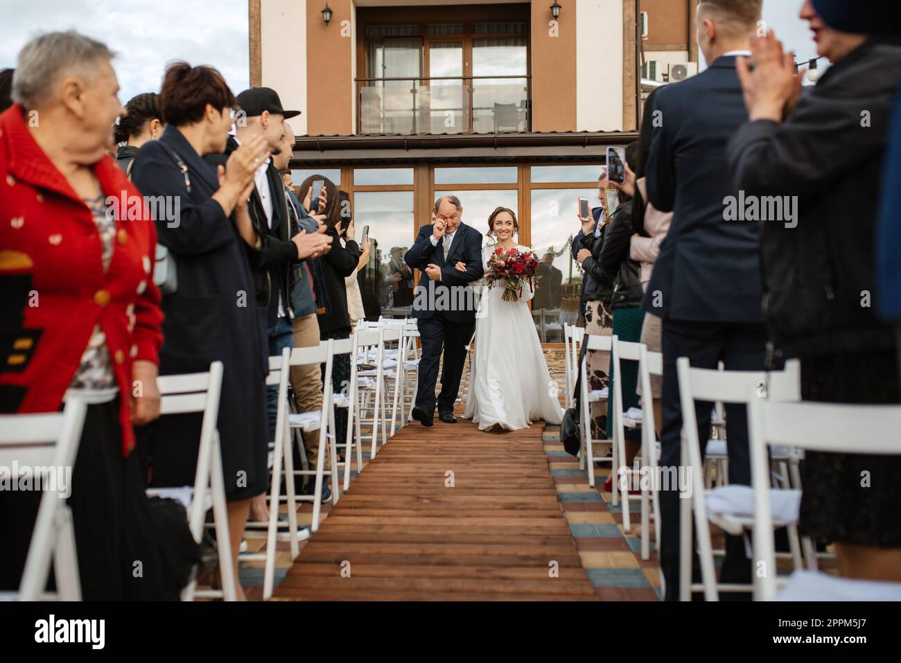 wedding ceremony of the newlyweds on the pier Stock Photo Alamy
