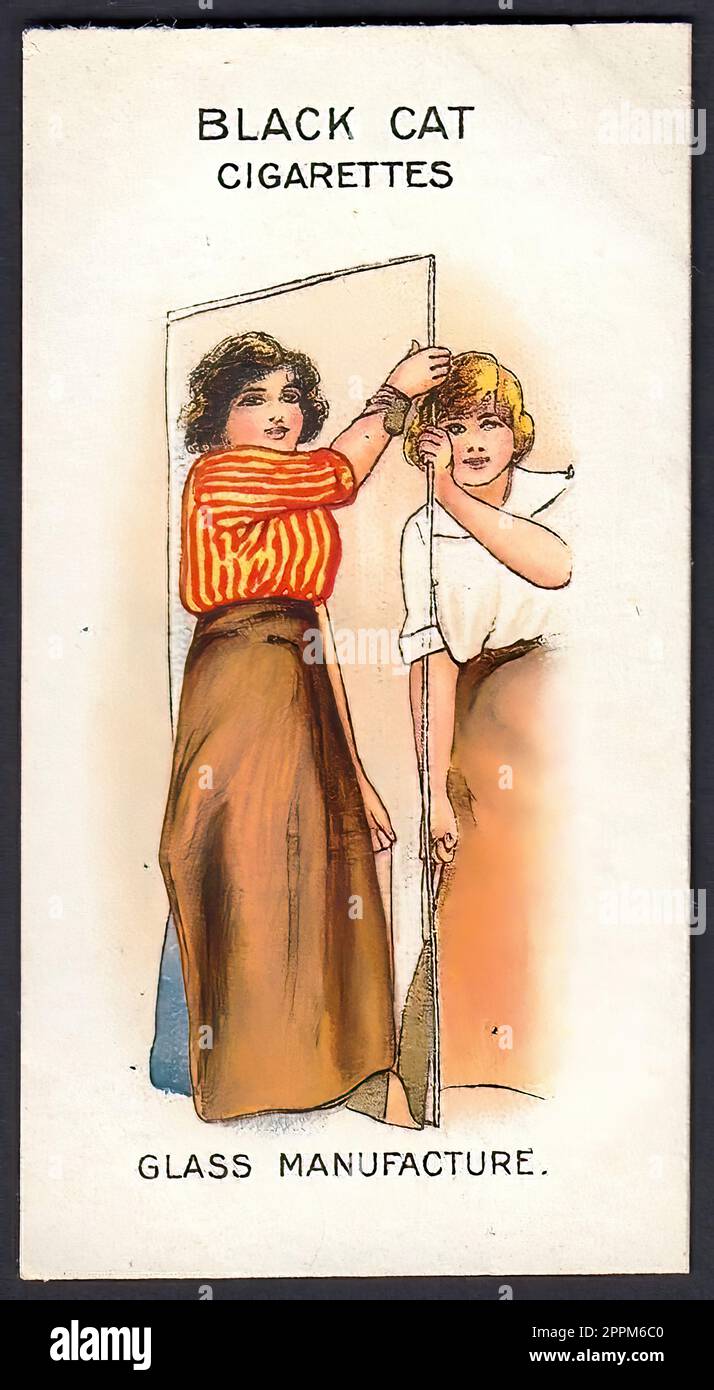 Glass Manufacture - Vintage British Cigarette Card - Victorian Era Stock Photo