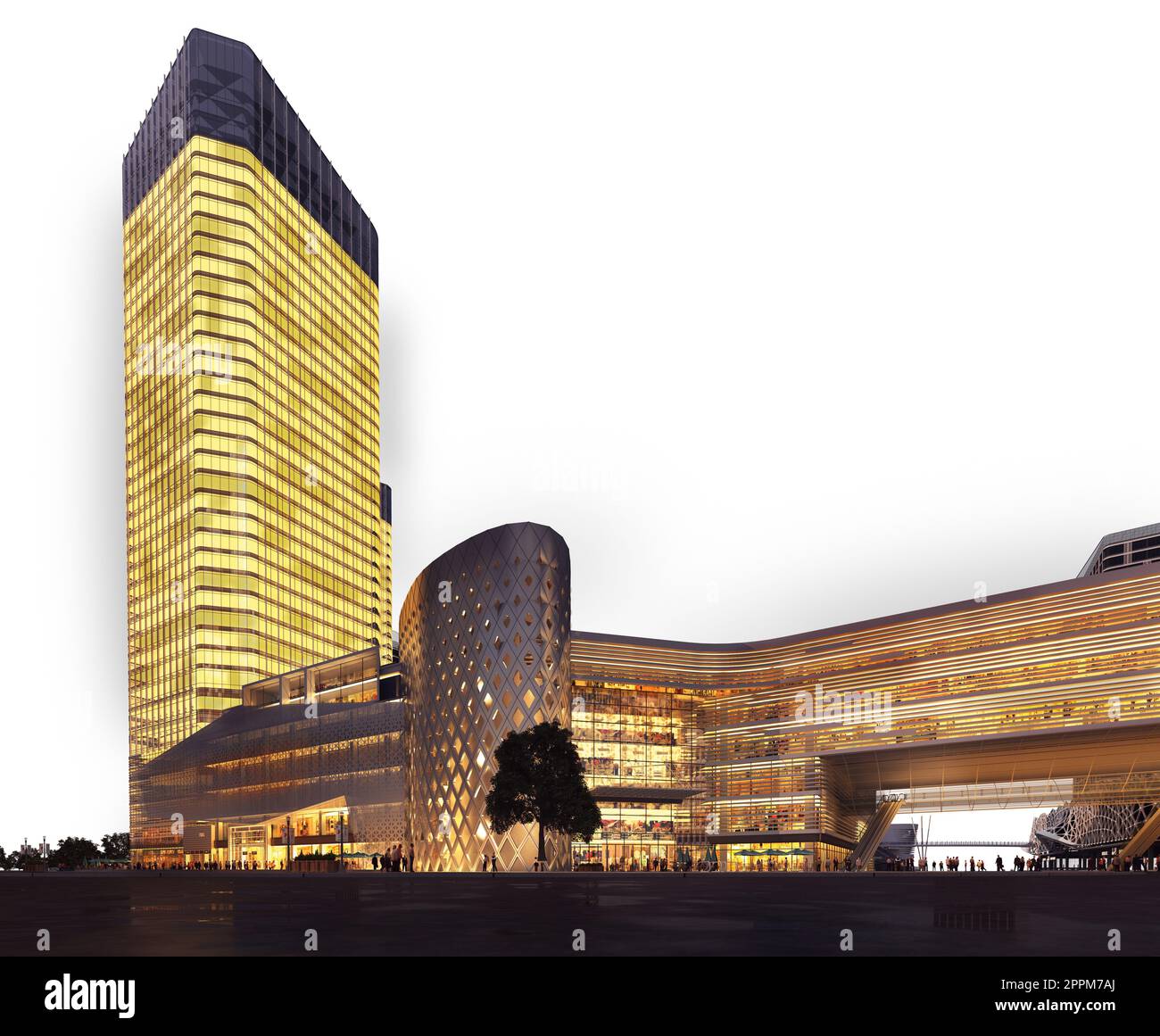 Image of modern and futuristic building. 3d rendering Stock Photo