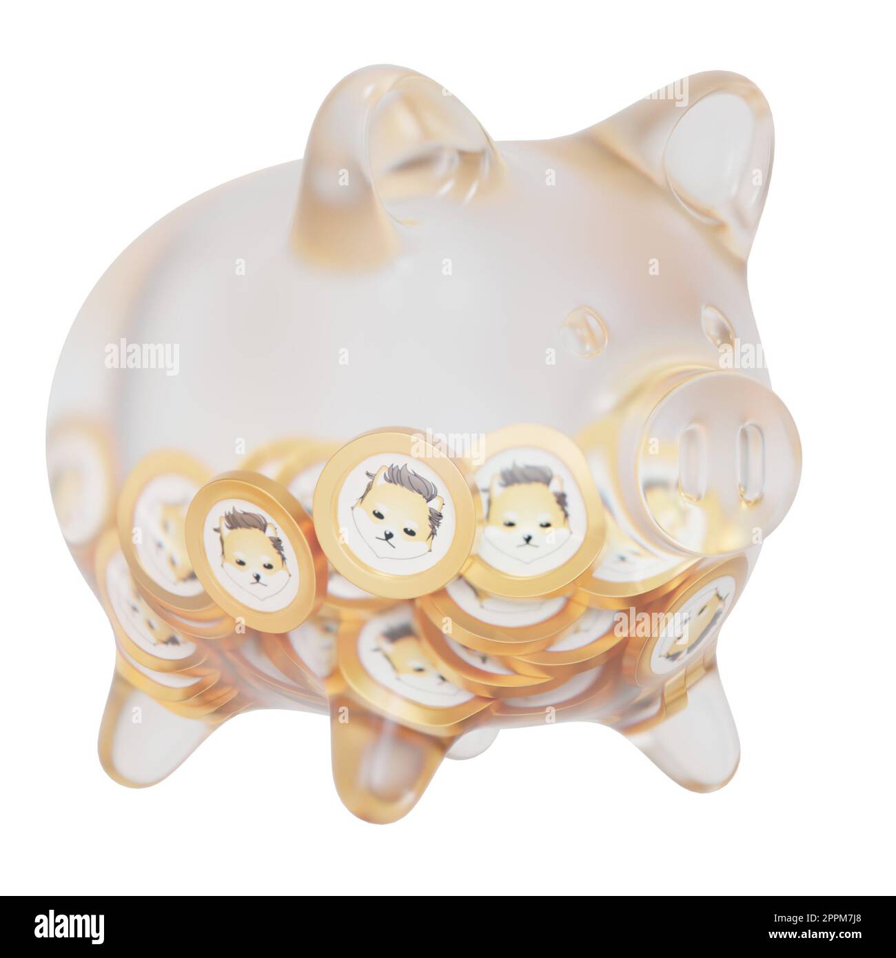 Dogelon Mars (ELON) Clear Glass piggy bank with decreasing piles of