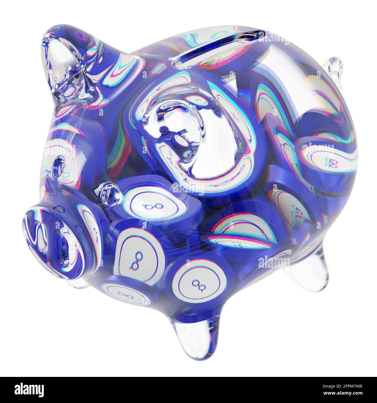 Golem (GLM) Clear Glass piggy bank with decreasing piles of crypto coins.  Saving inflation, financial crisis, and losing money concept. 3d  illustration Stock Photo - Alamy