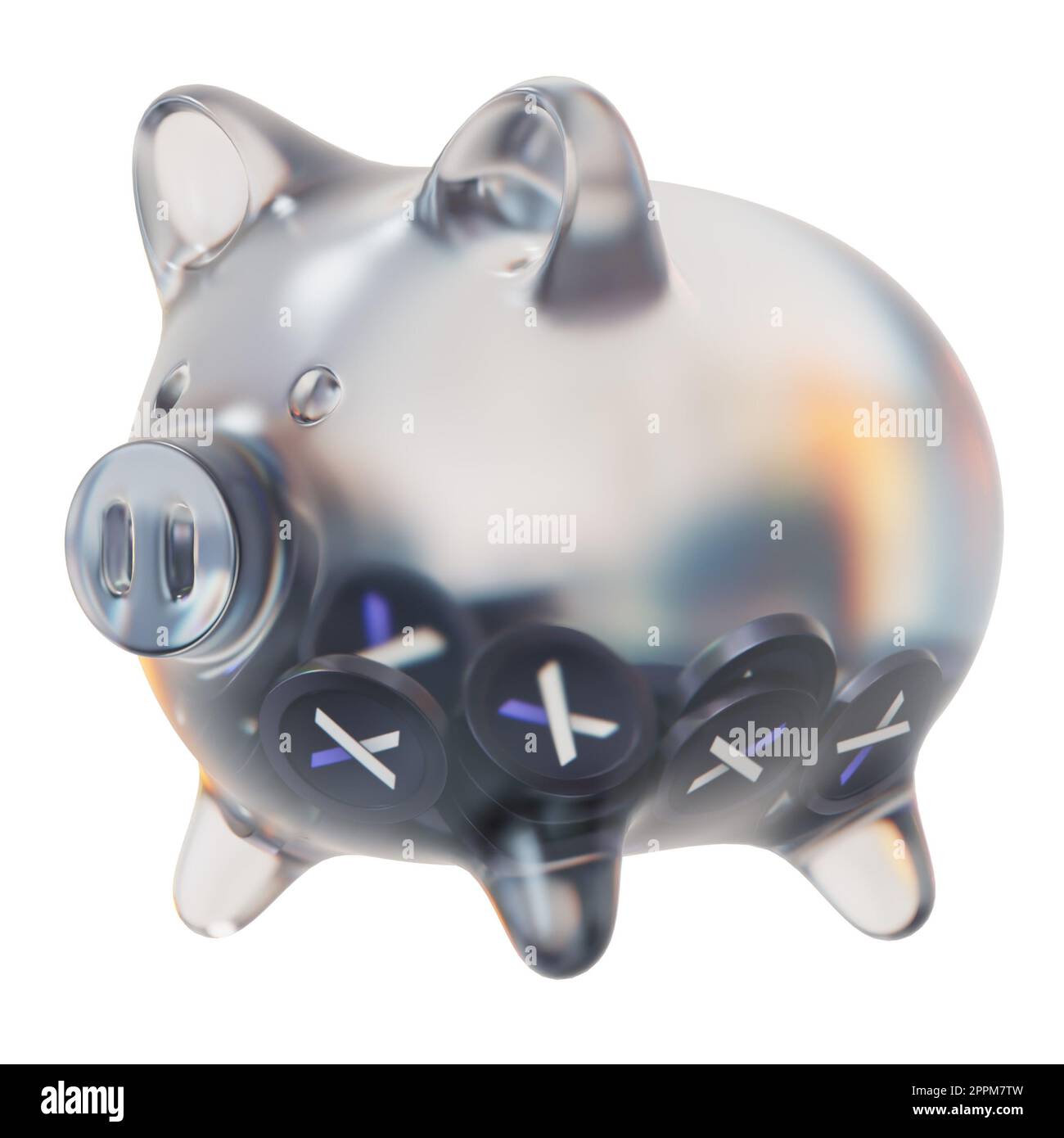 dYdX (DYDX) Clear Glass piggy bank with decreasing piles of crypto coins.  Saving inflation, financial crisis, and losing money concept. 3d  illustration Stock Photo - Alamy