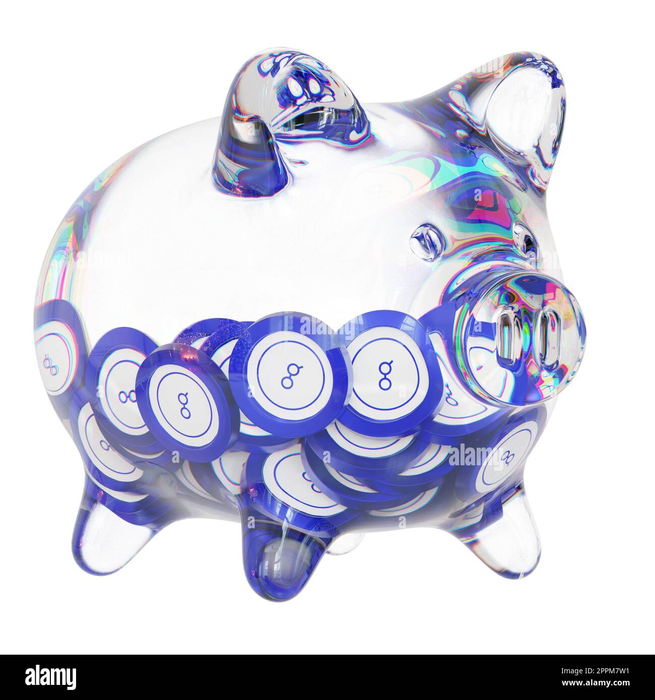 Golem (GLM) Clear Glass piggy bank with decreasing piles of crypto coins.  Saving inflation, financial crisis, and losing money concept. 3d  illustration Stock Photo - Alamy