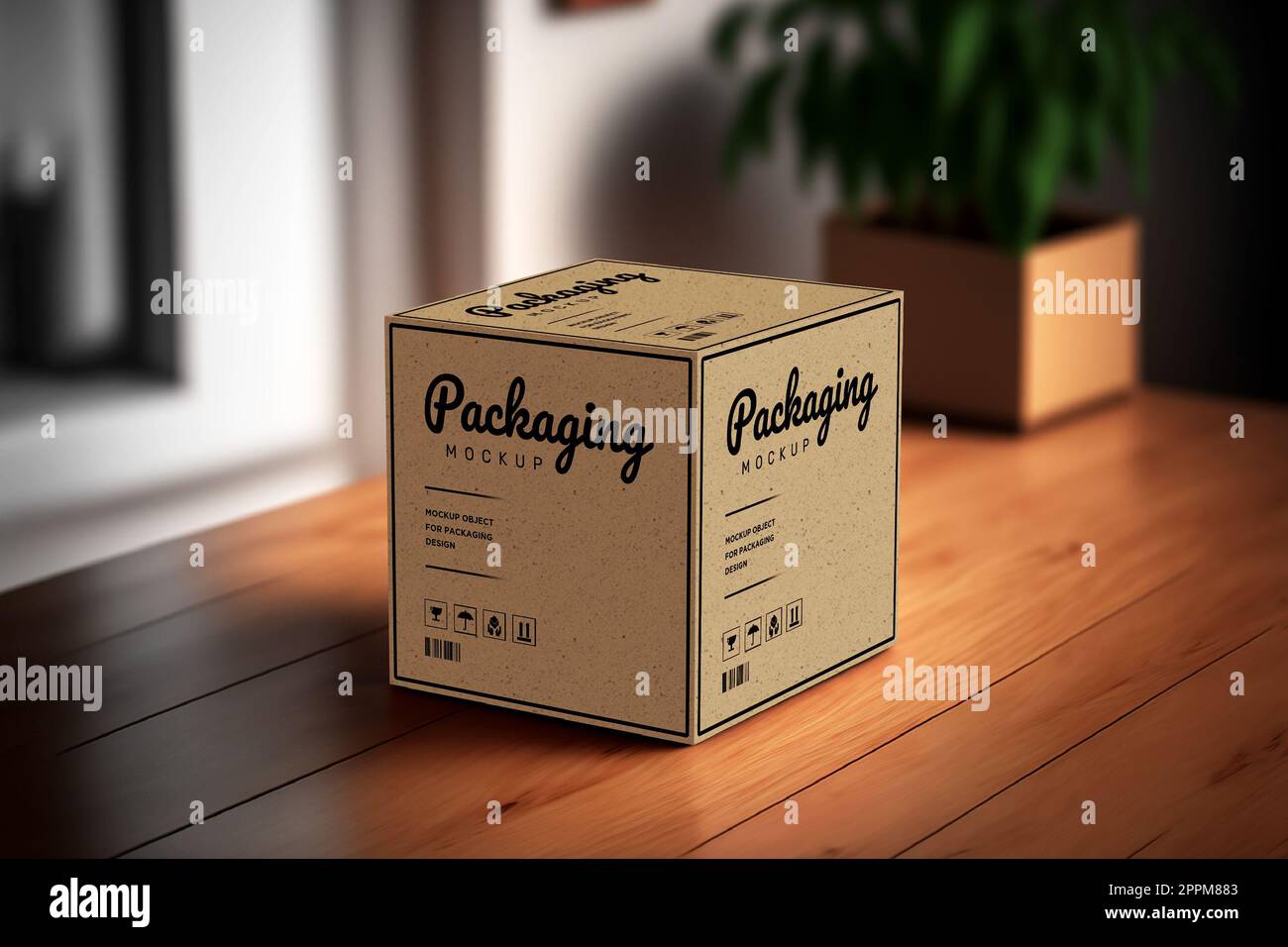 Product cubic box mockup - Realistic brown carton package with copy ...