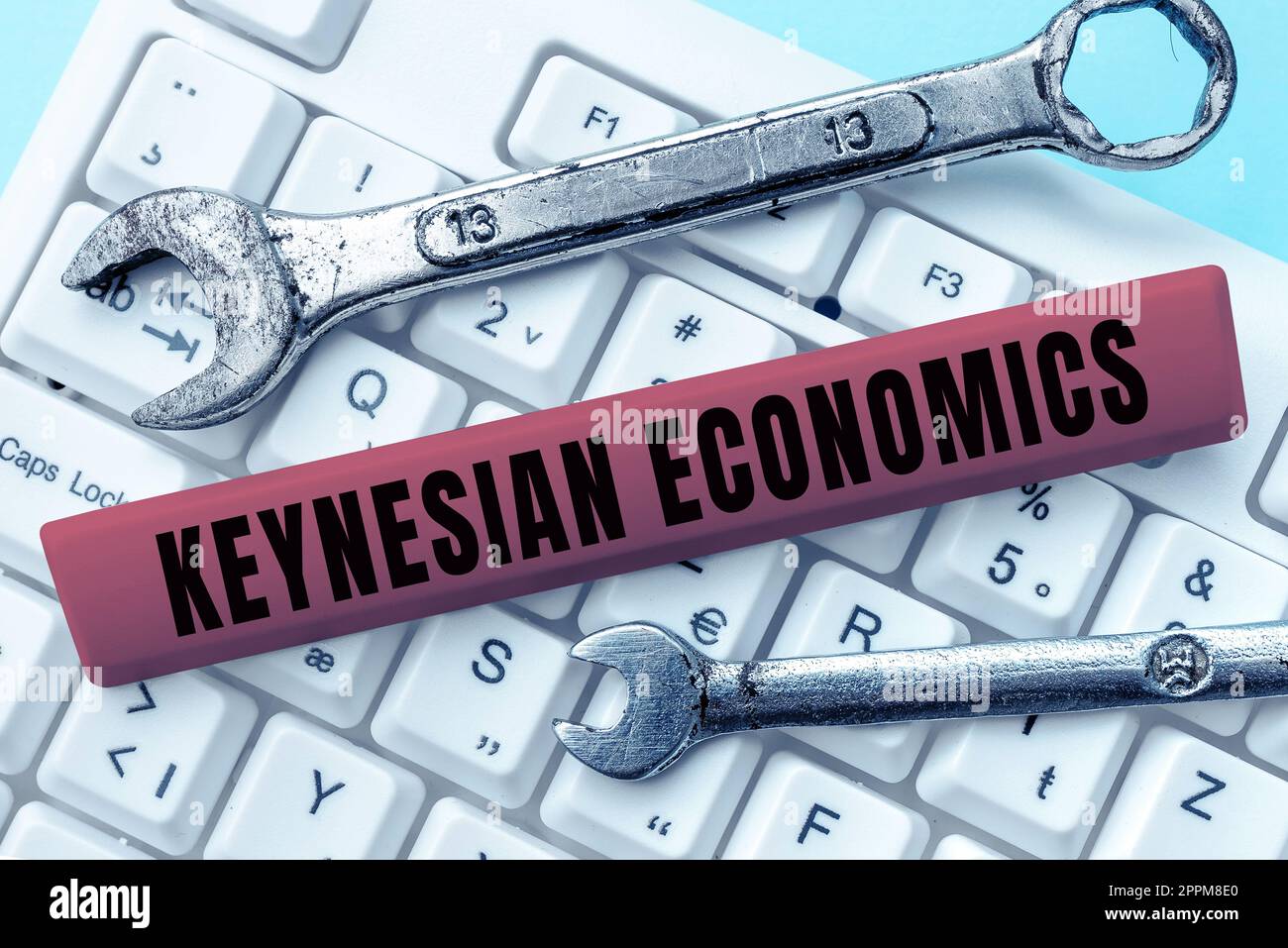 Conceptual display Keynesian Economics. Concept meaning monetary and fiscal programs by government to increase employment Stock Photo