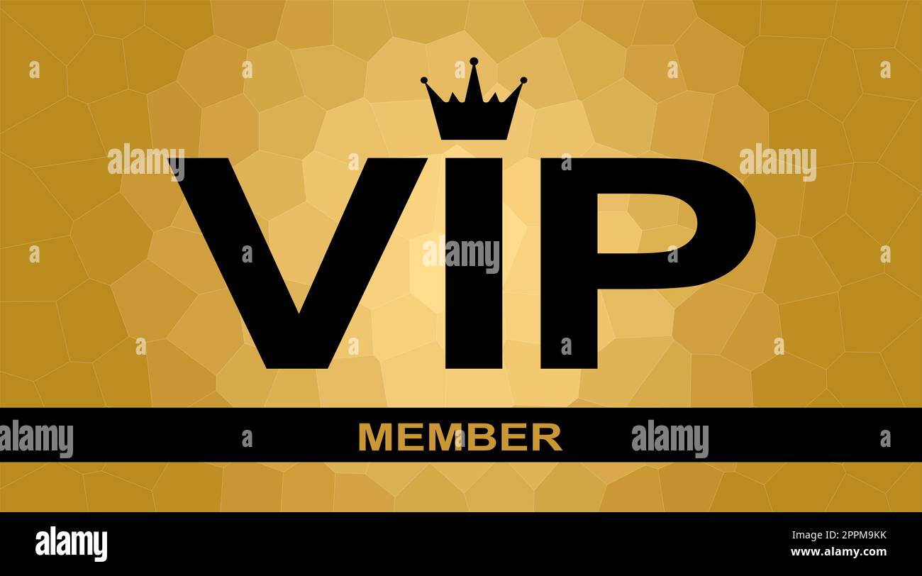 VIP member card design in black and golden colors. Illustration