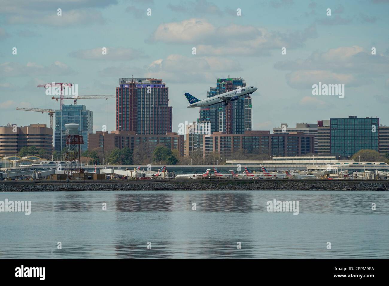 WASHINGTON DC, USA MARCH 29 2023 an airplane jet is taking off from