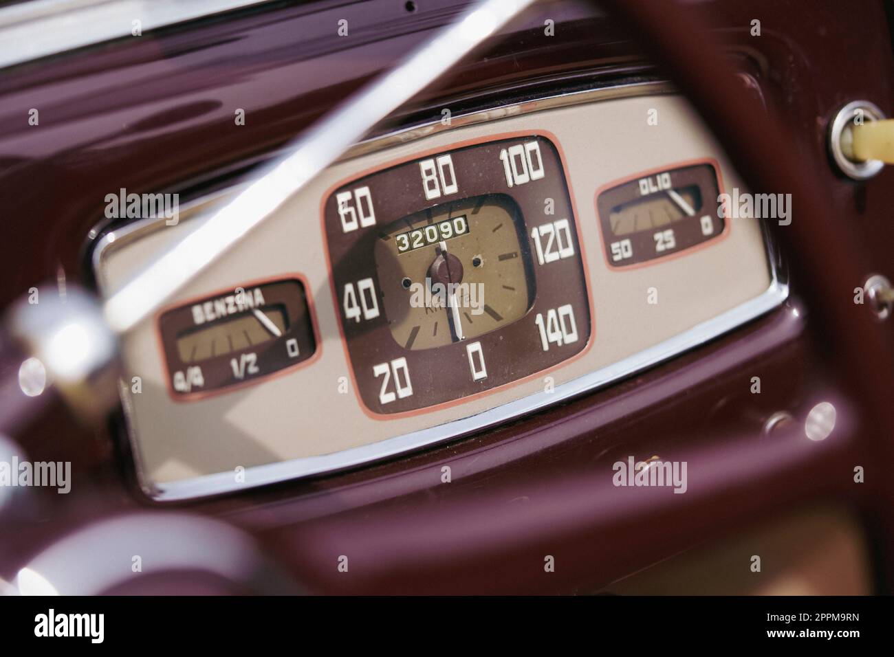 Speedometer meter gauge on an old vintage car Stock Photo