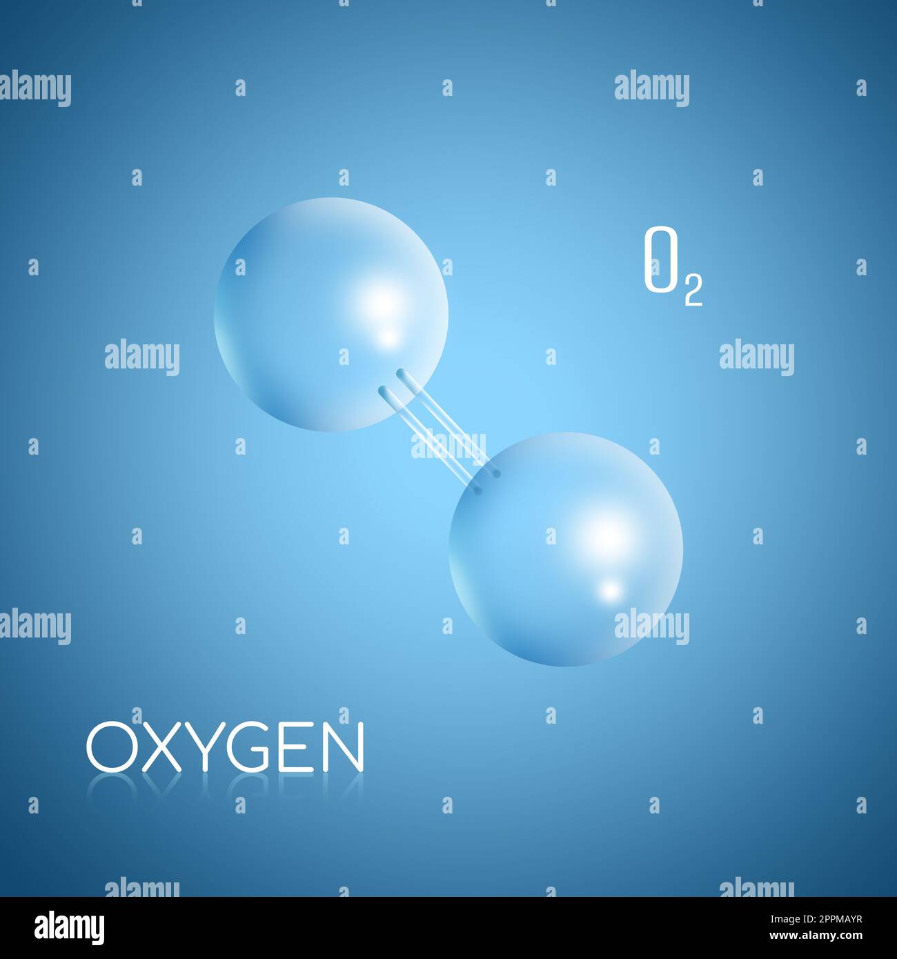 Two molecules of Oxygen on blue background, illustration Stock Photo ...