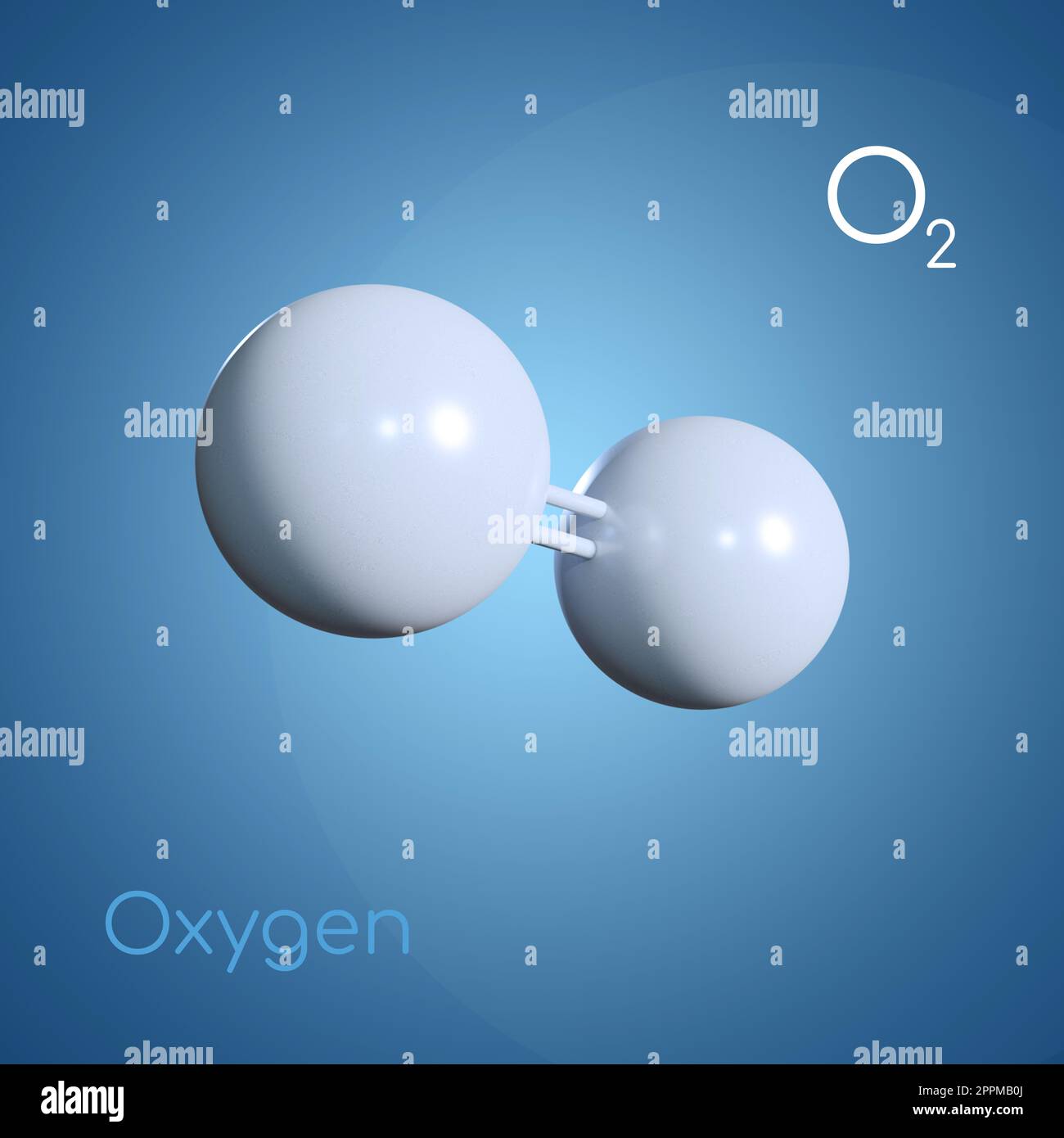 Two molecules of Oxygen on blue background, illustration Stock Photo ...