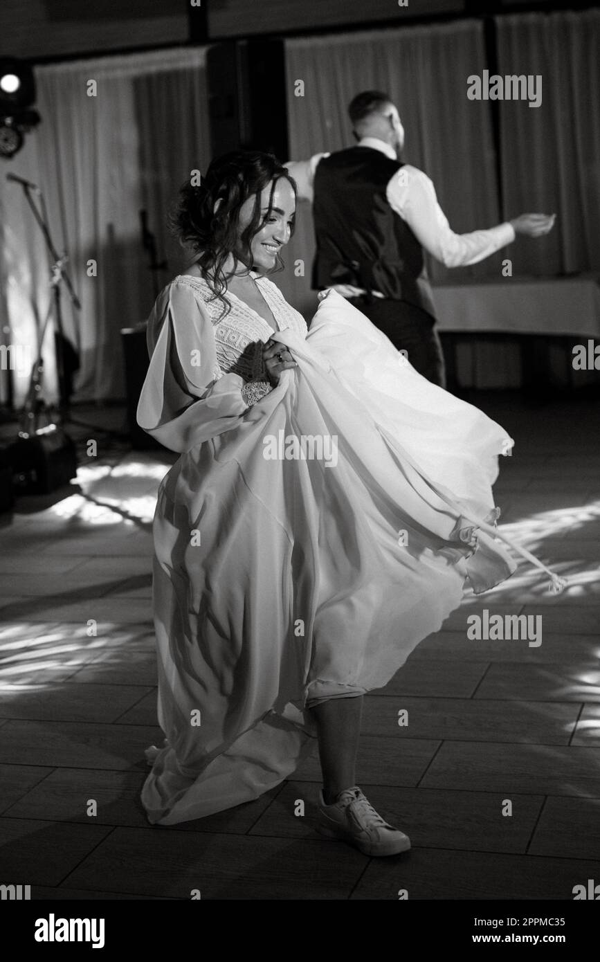 the first wedding dance of the bride and groom Stock Photo