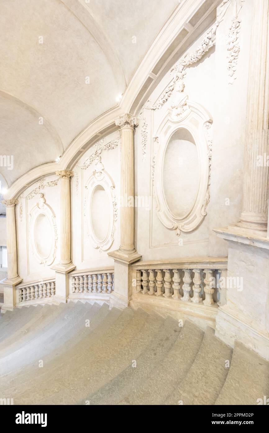 Turin, Italy - Circa January 2022: luxury marble staircase. Antique architecture interior design. Stock Photo