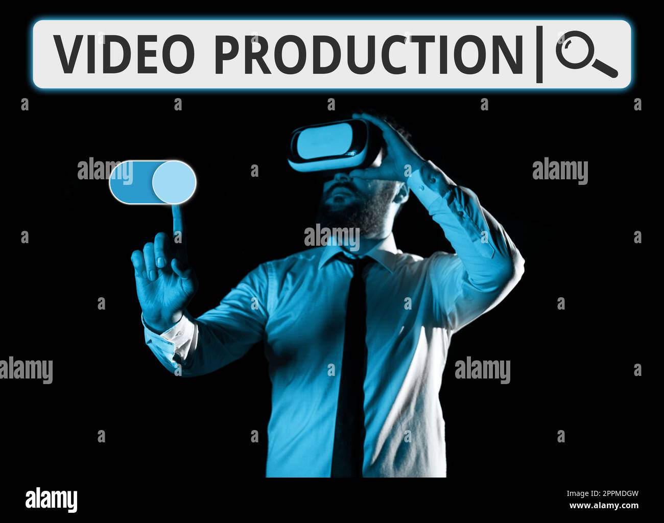 Writing displaying text Video Production. Concept meaning process of converting an idea into a video Filmaking Stock Photo