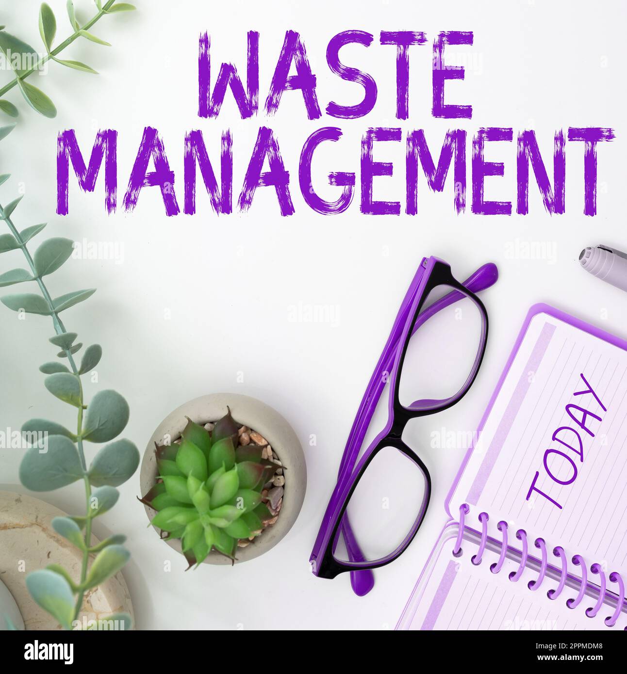 Hand writing sign Waste Management, Business overview actions required
