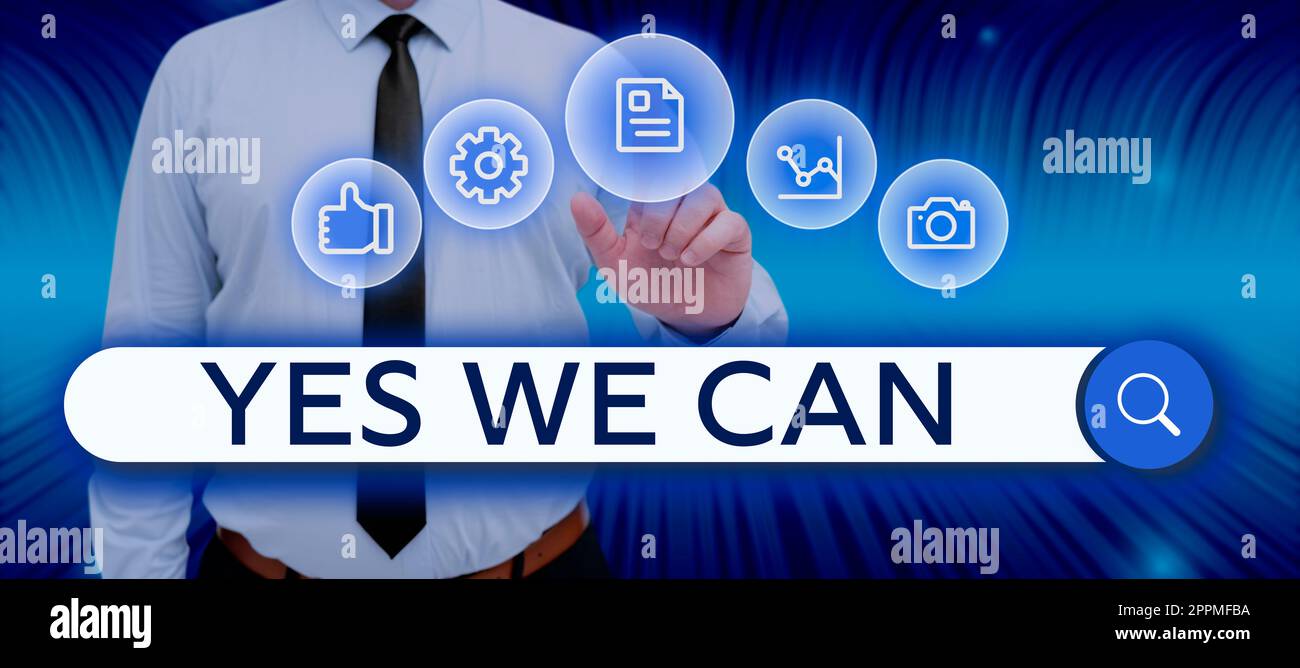 Text showing inspiration Yes We Can. Business overview Motivation to do something have the enough strength to keep going Stock Photo