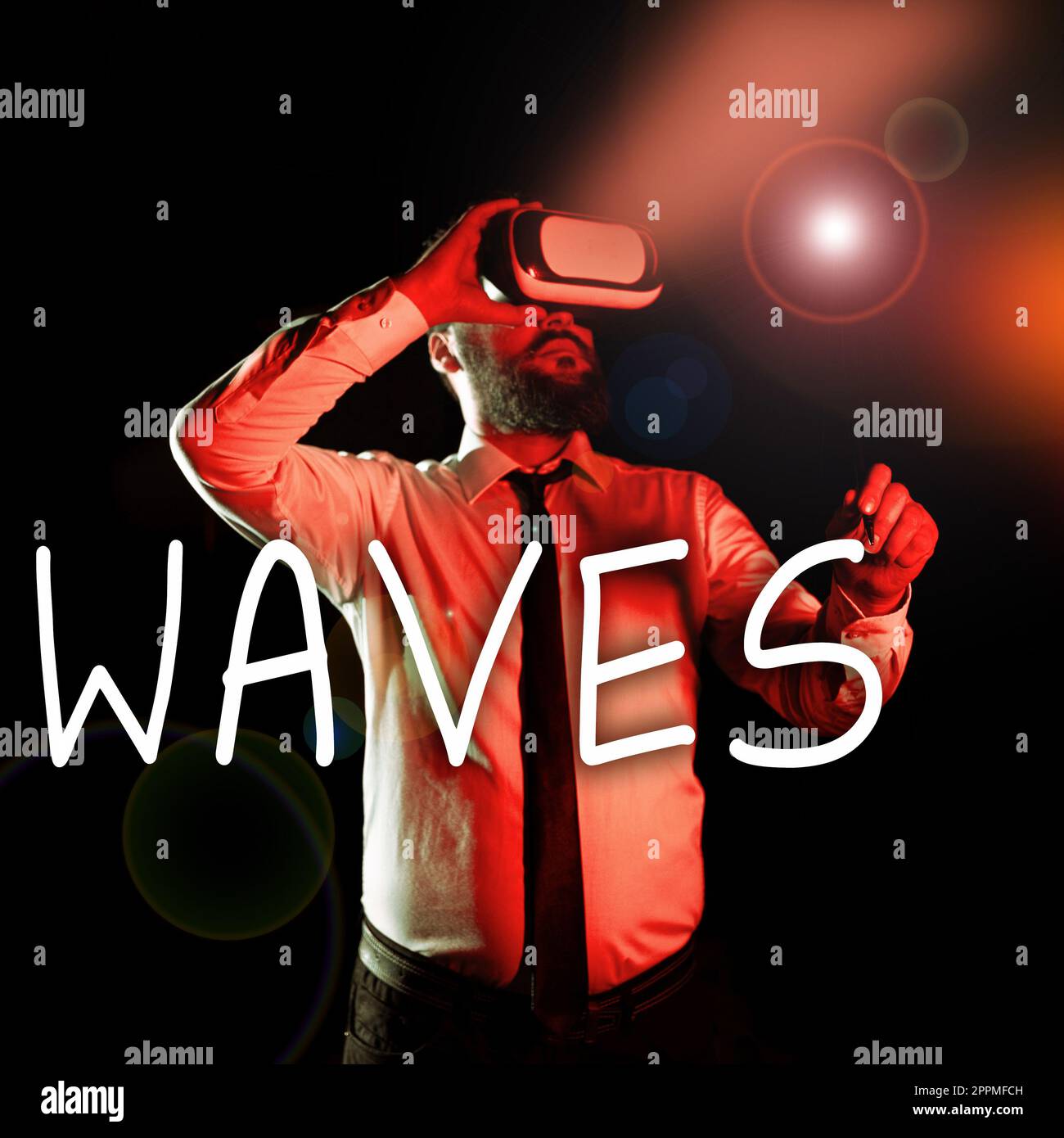 Text sign showing Waves. Business concept move ones hand to and fro in greeting or as signal Hair style Water Stock Photo