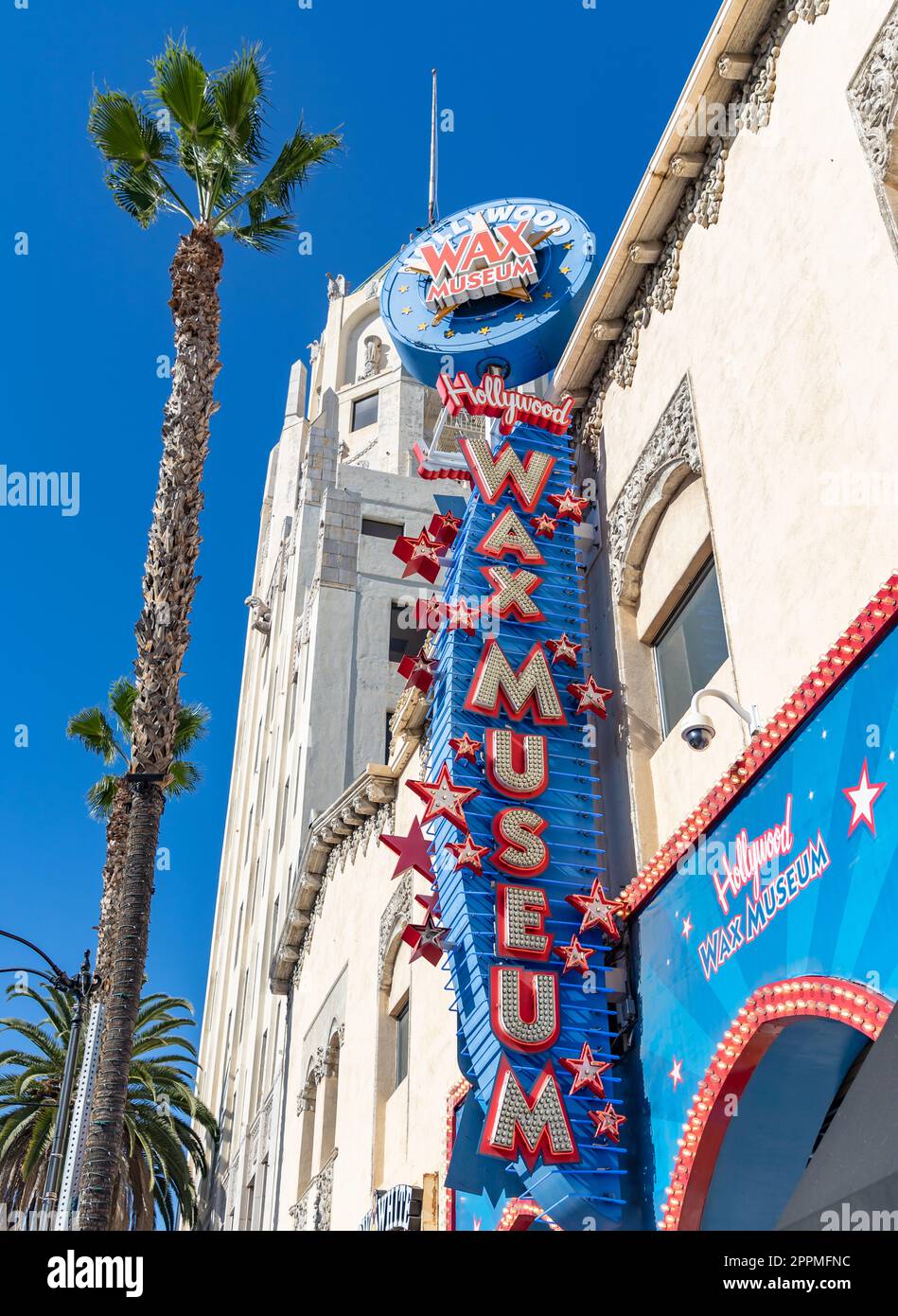 A picture of the sign to the Hollywood Wax Museum, in Hollywood Stock Photo Alamy