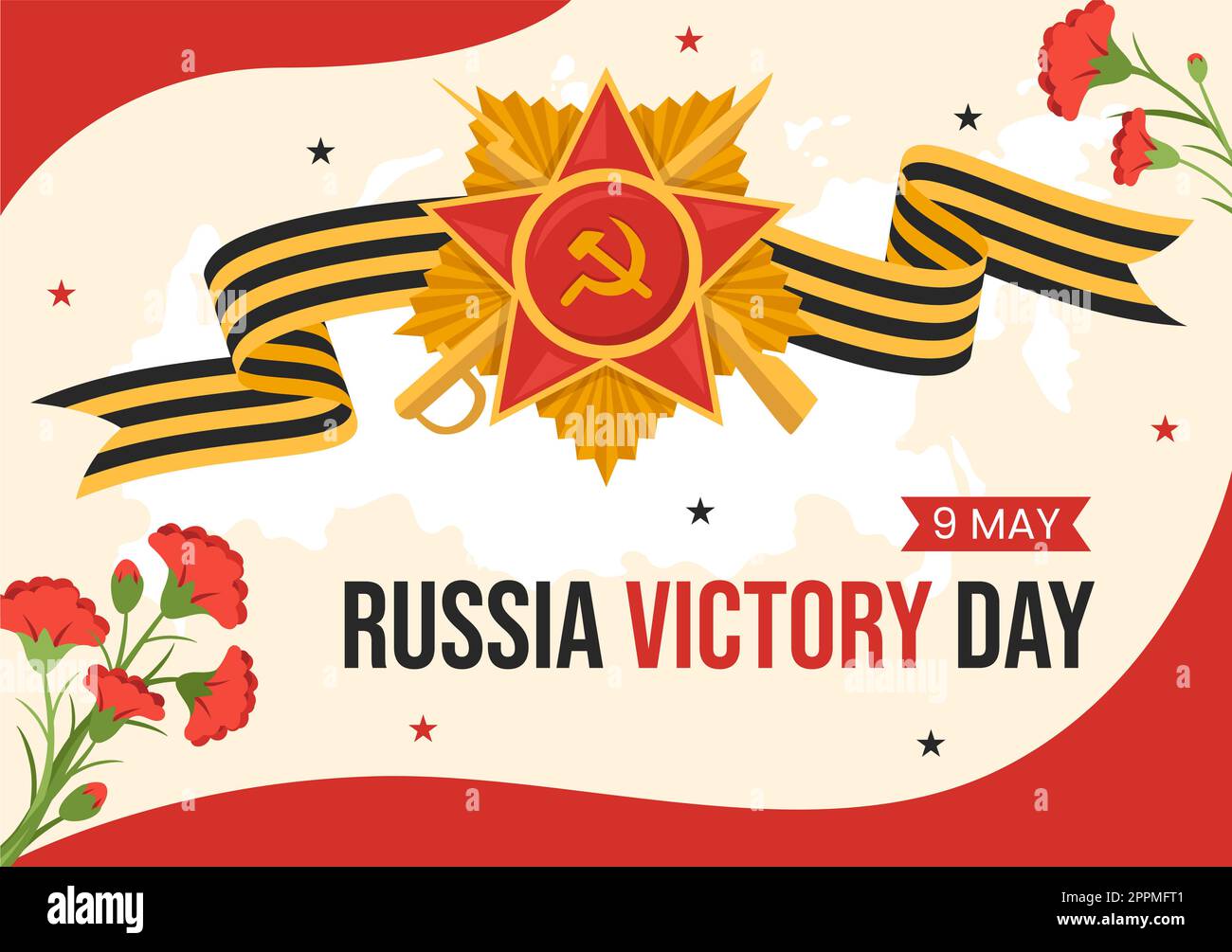 Russian Victory Day on May 9 Illustration with Medal Star Of The Hero ...