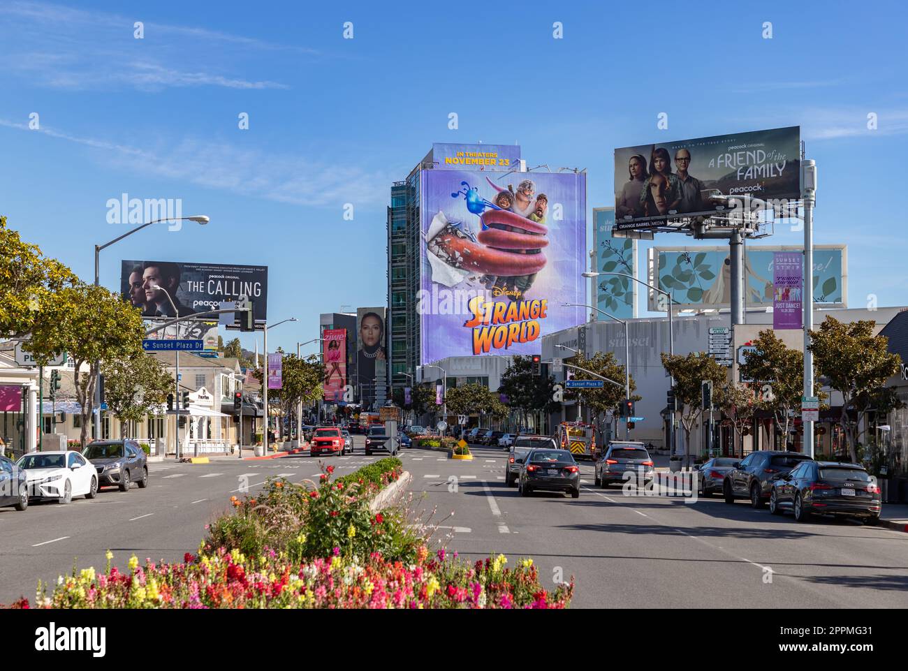 A picture of the many billboards on Sunset Boulevard Stock Photo Alamy