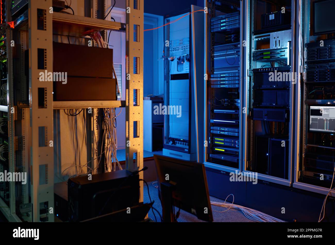 Server room of modern data center with racks and wires Stock Photo - Alamy
