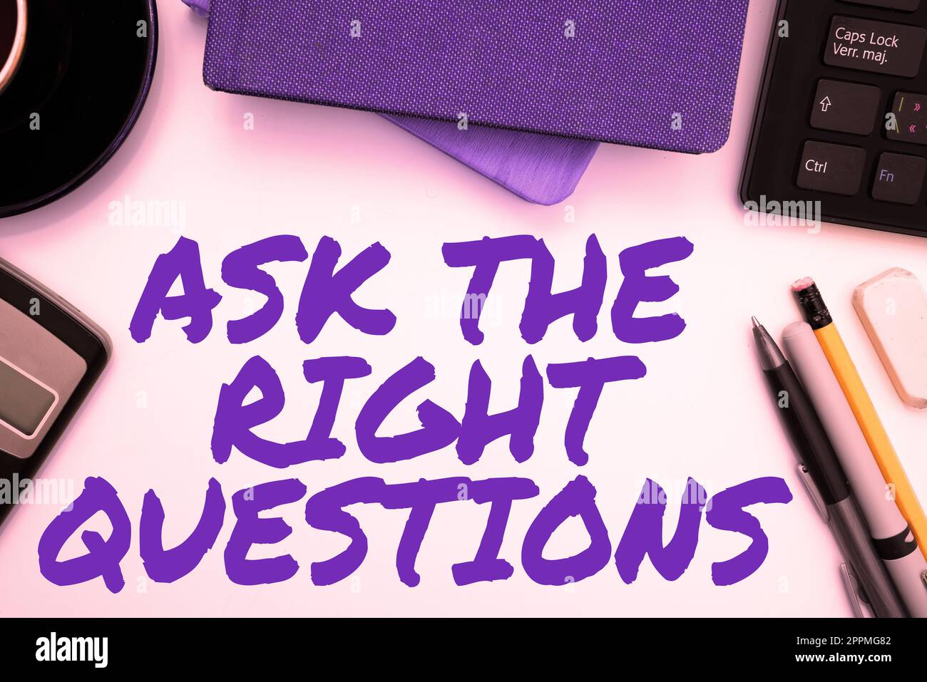 Text sign showing Ask The Right Questions. Concept meaning Look for a professional advice consultation support Stock Photo
