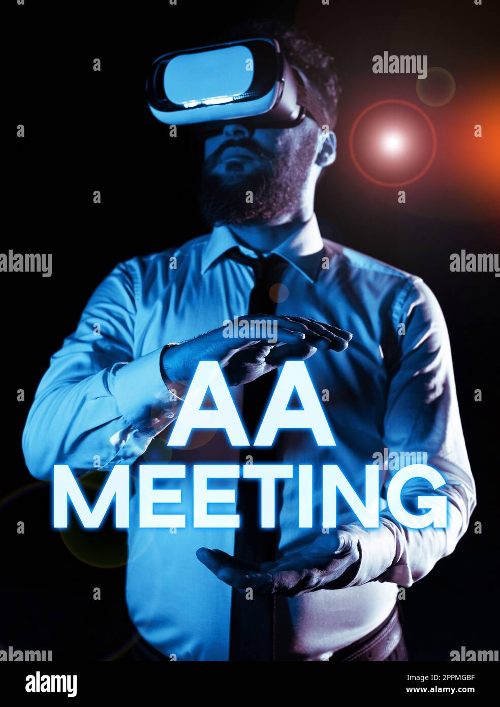 Sign displaying Aa Meeting. Business approach gathering of alcohol addicted people for cure and treatment Stock Photo