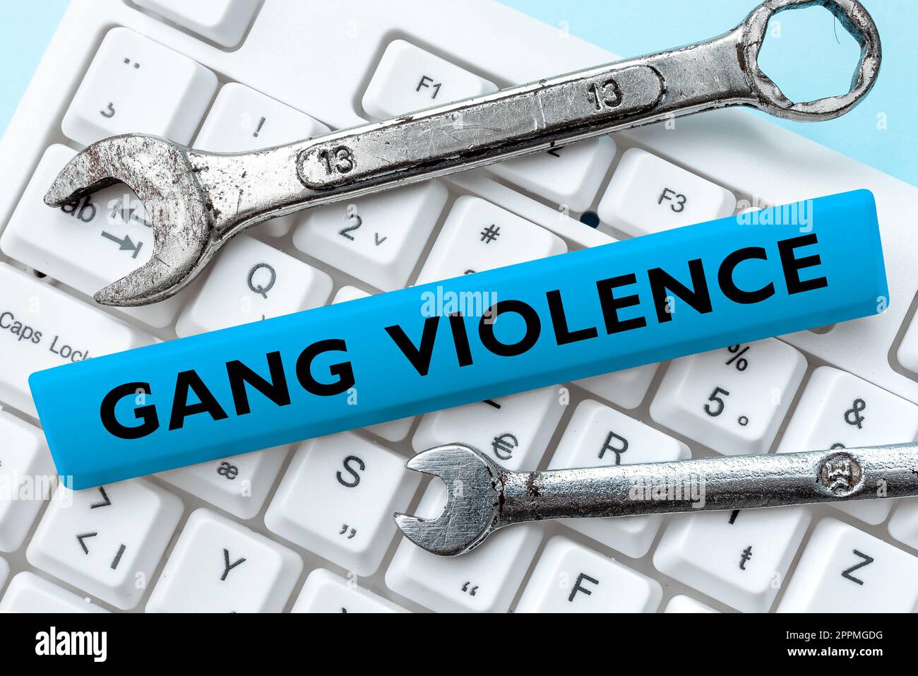 Conceptual display Gang Violence. Business showcase infringement of the laws caused by group of criminals and gangsters Stock Photo