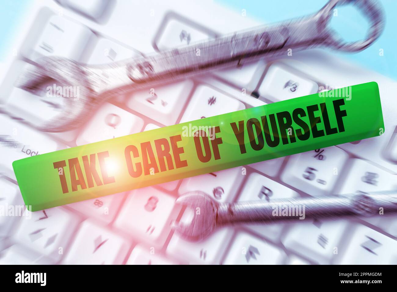 Text sign showing Take Care Of Yourself. Word Written on a polite way of ending a get-together or conversation Stock Photo