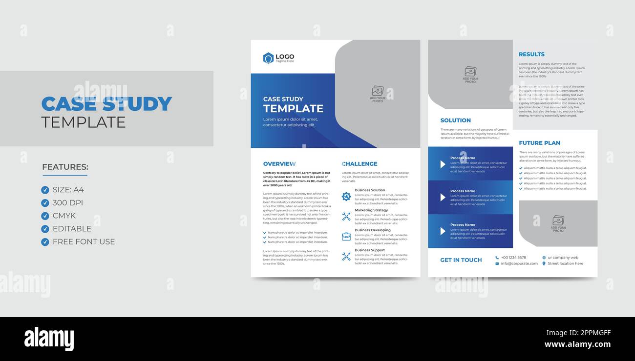 Case Study Template Corporate Modern Business Double Side Flyer and Poster Template Stock Vector