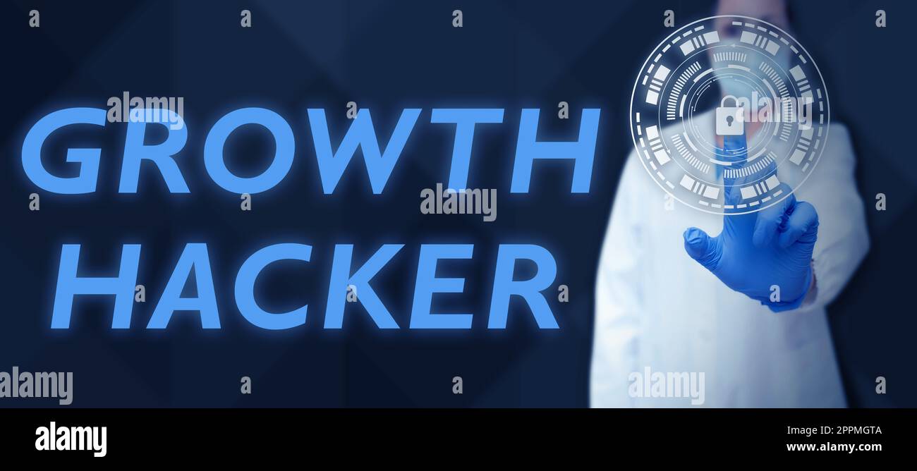 Text showing inspiration Growth Hacker. Internet Concept generally to acquire as many users or customers as possible Stock Photo