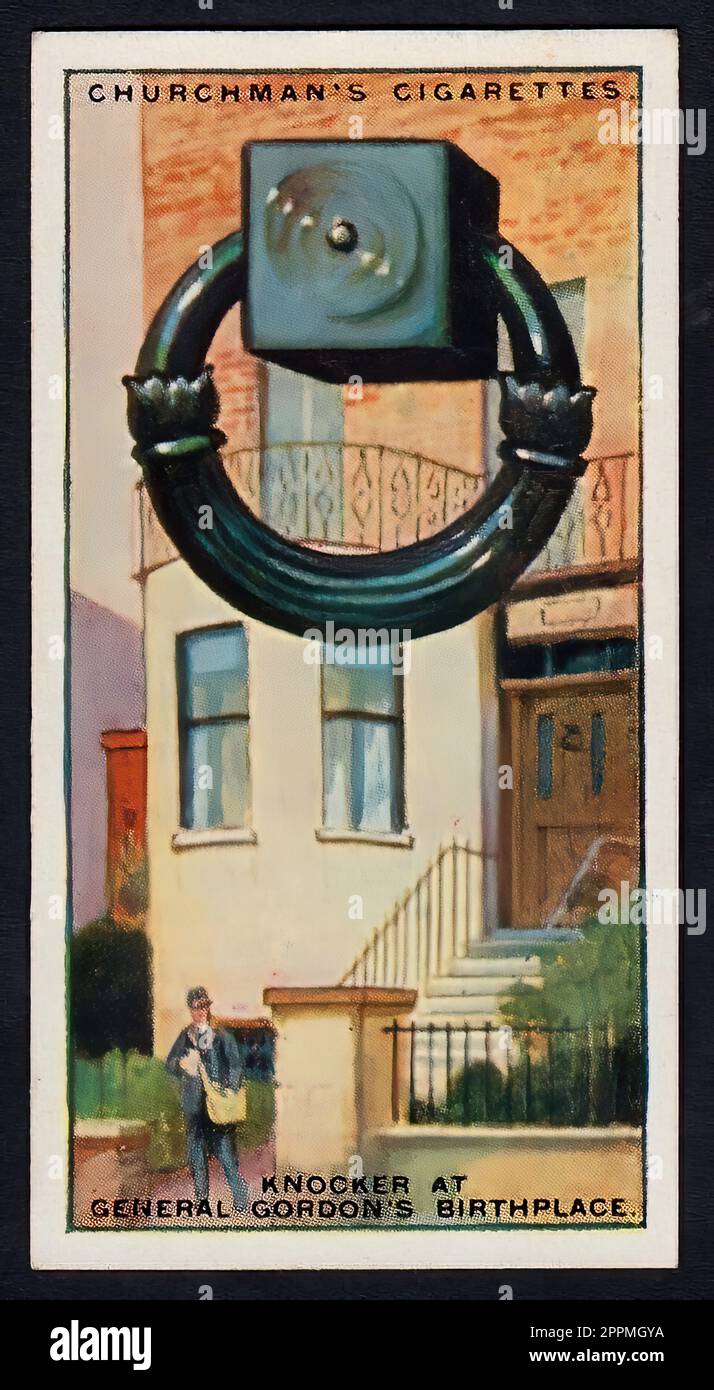 Doorknocker at Woolwich Common - Vintage British Cigarette Card - Victorian Era Stock Photo