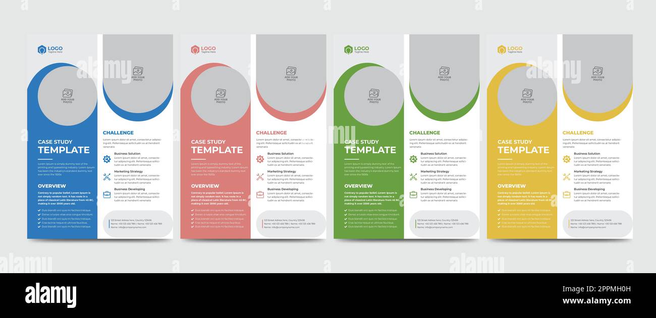 Case Study Template Corporate Modern Business Double Side Flyer and Poster Template Stock Vector