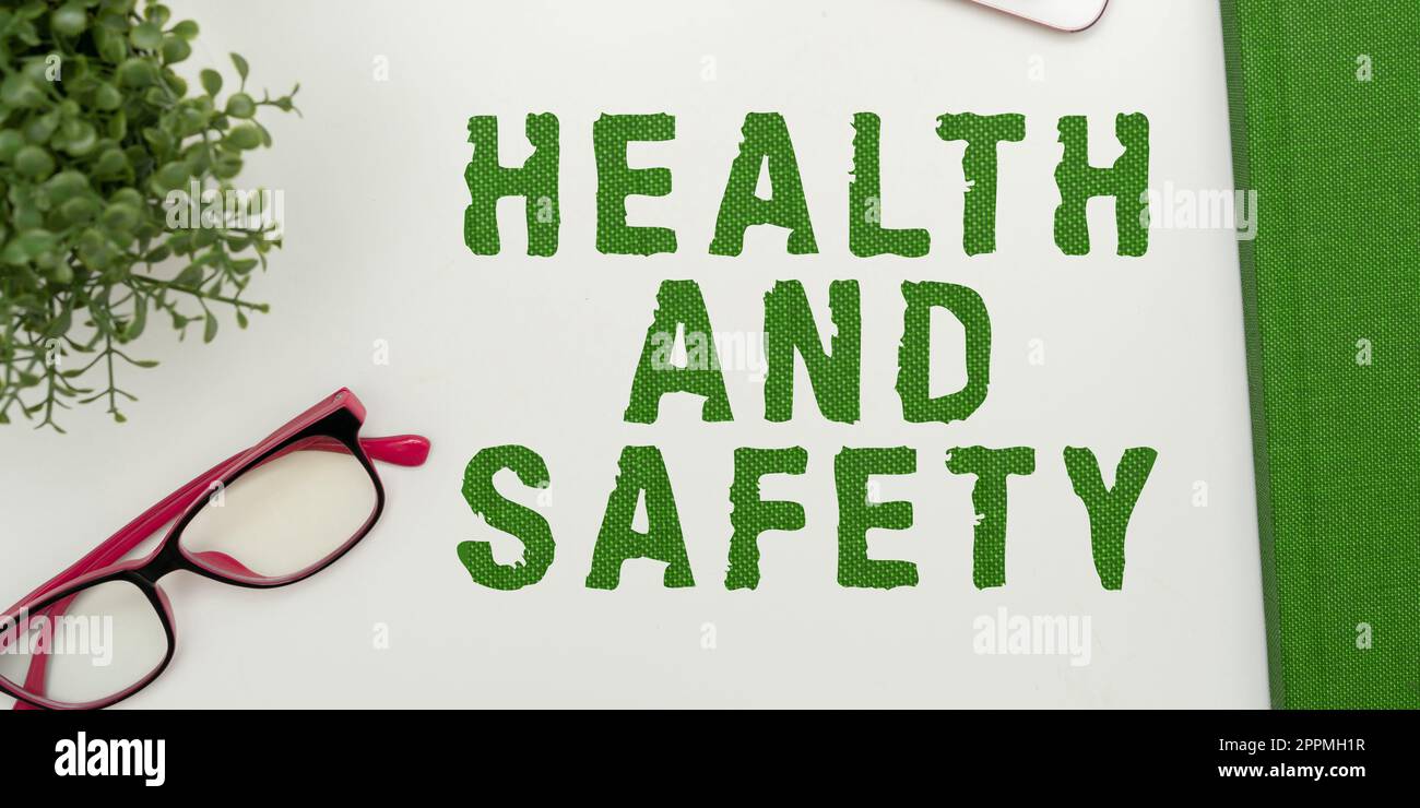 Writing displaying text Health And Safety. Business concept Taking the appropriate steps to protect yourself from harm Stock Photo