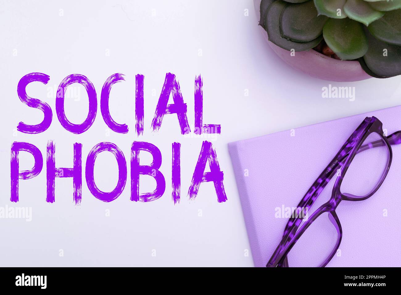 Text caption presenting Social Phobia. Concept overwhelming