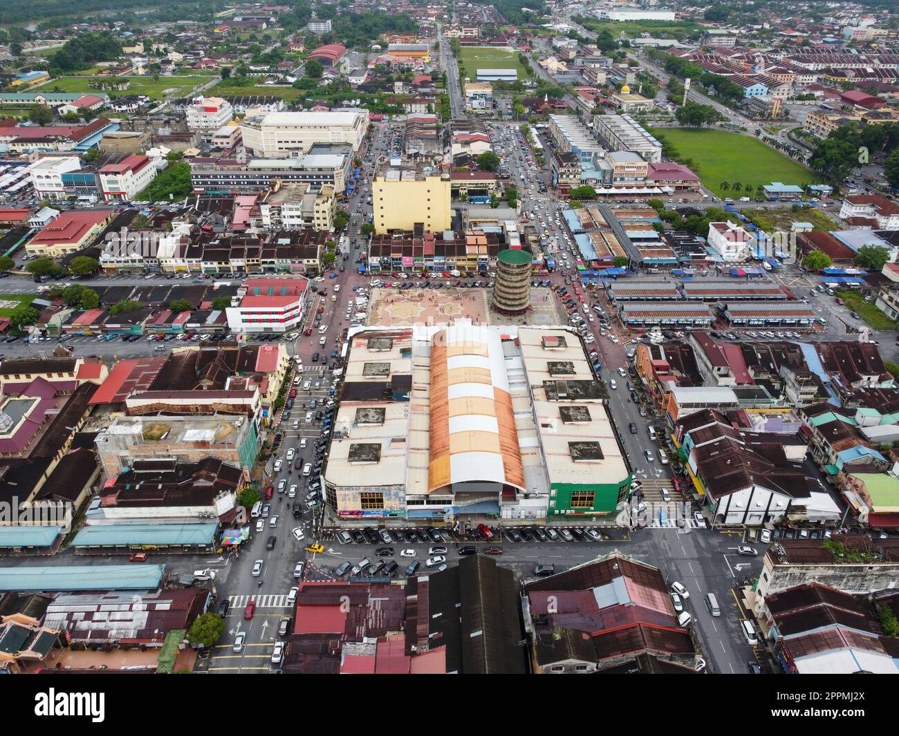 Aerial view Teluk Intan town and street Stock Photo