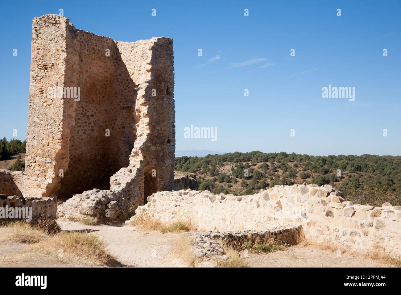 View of the ruins of the castle of Calatanazor, Spain Stock Photo