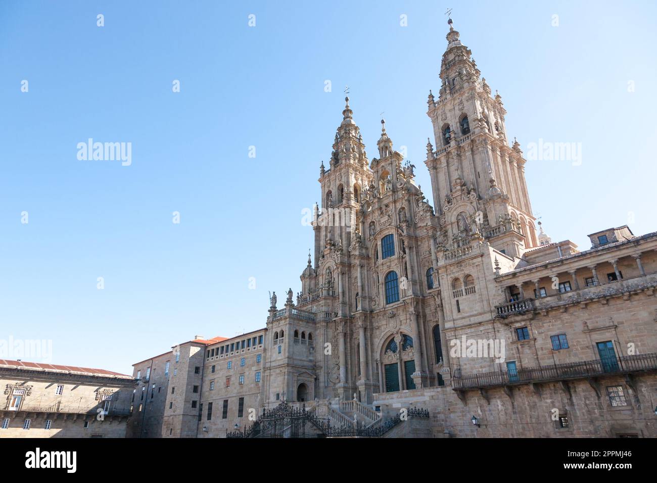 Santiago de Compostela Cathedral facade view Stock Photo