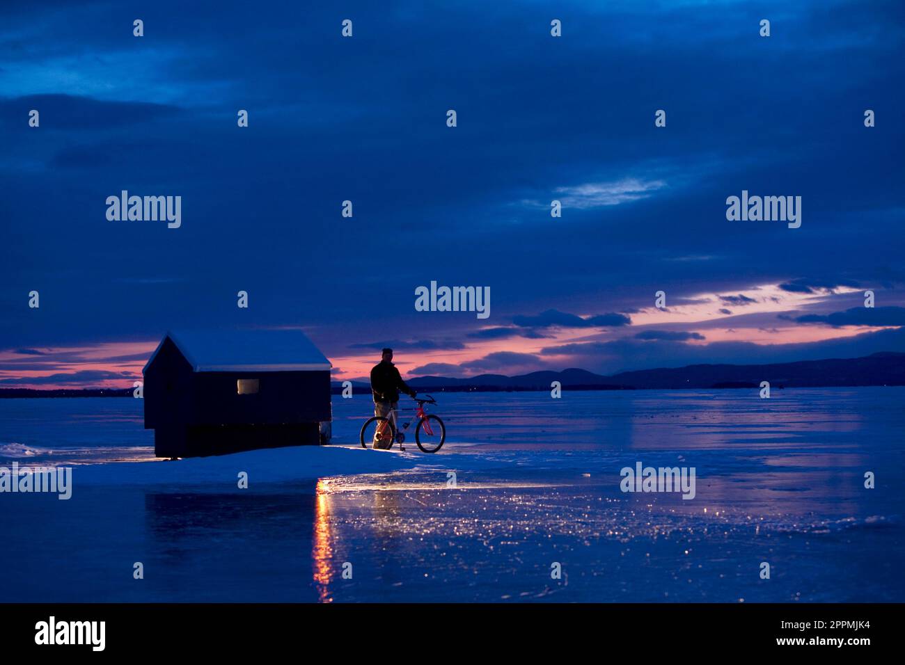 Ice Fishing Lake Champlain, South Hero, Vermont Stock Photo Alamy