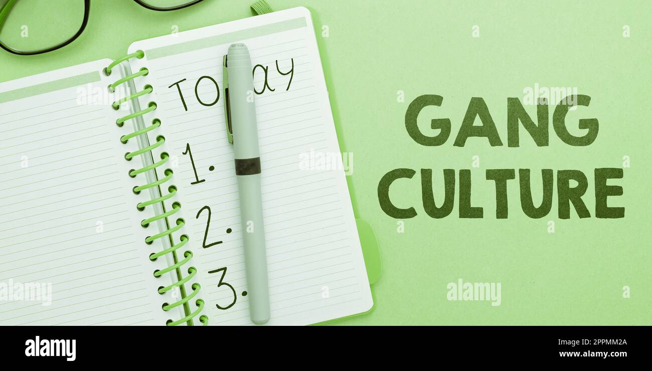 Writing displaying text Gang Culture. Concept meaning particular