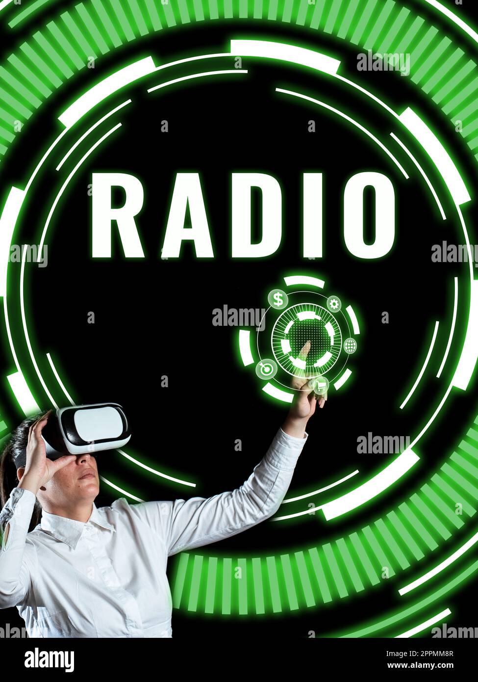 Text sign showing Radio. Concept transmission reception waves carrying