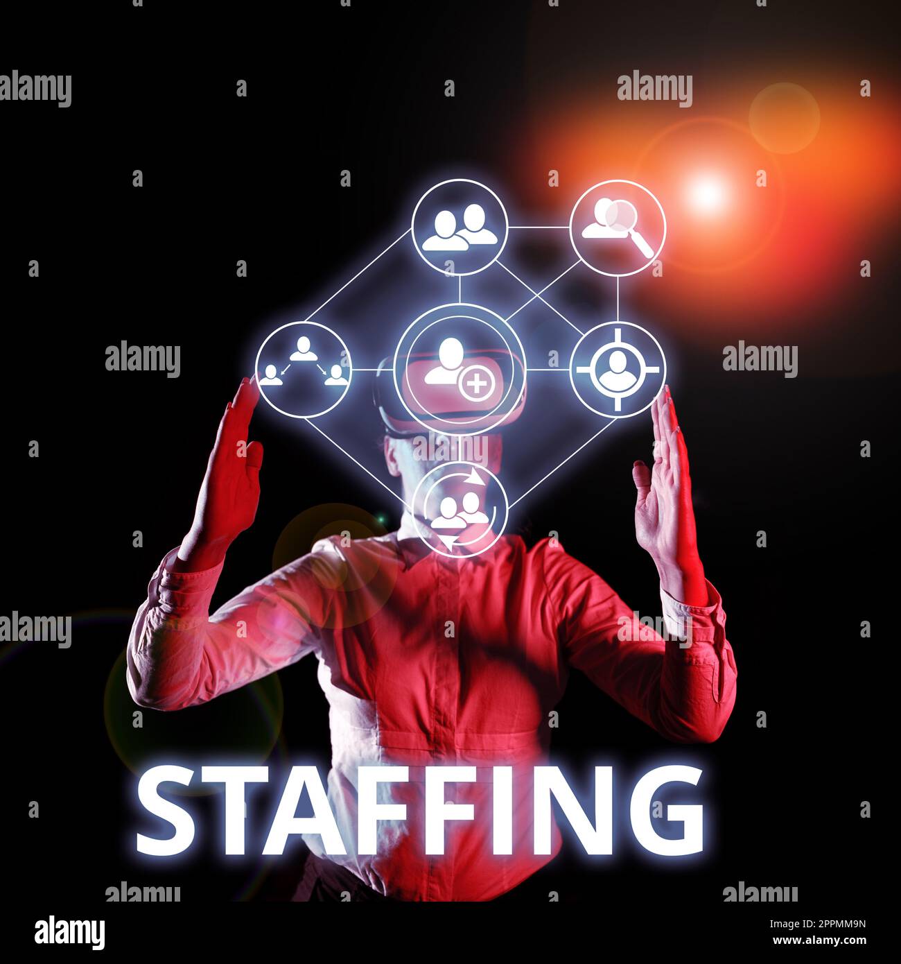 Sign displaying Staffing. Business idea The percentage of workers that replaced by new employees Stock Photo