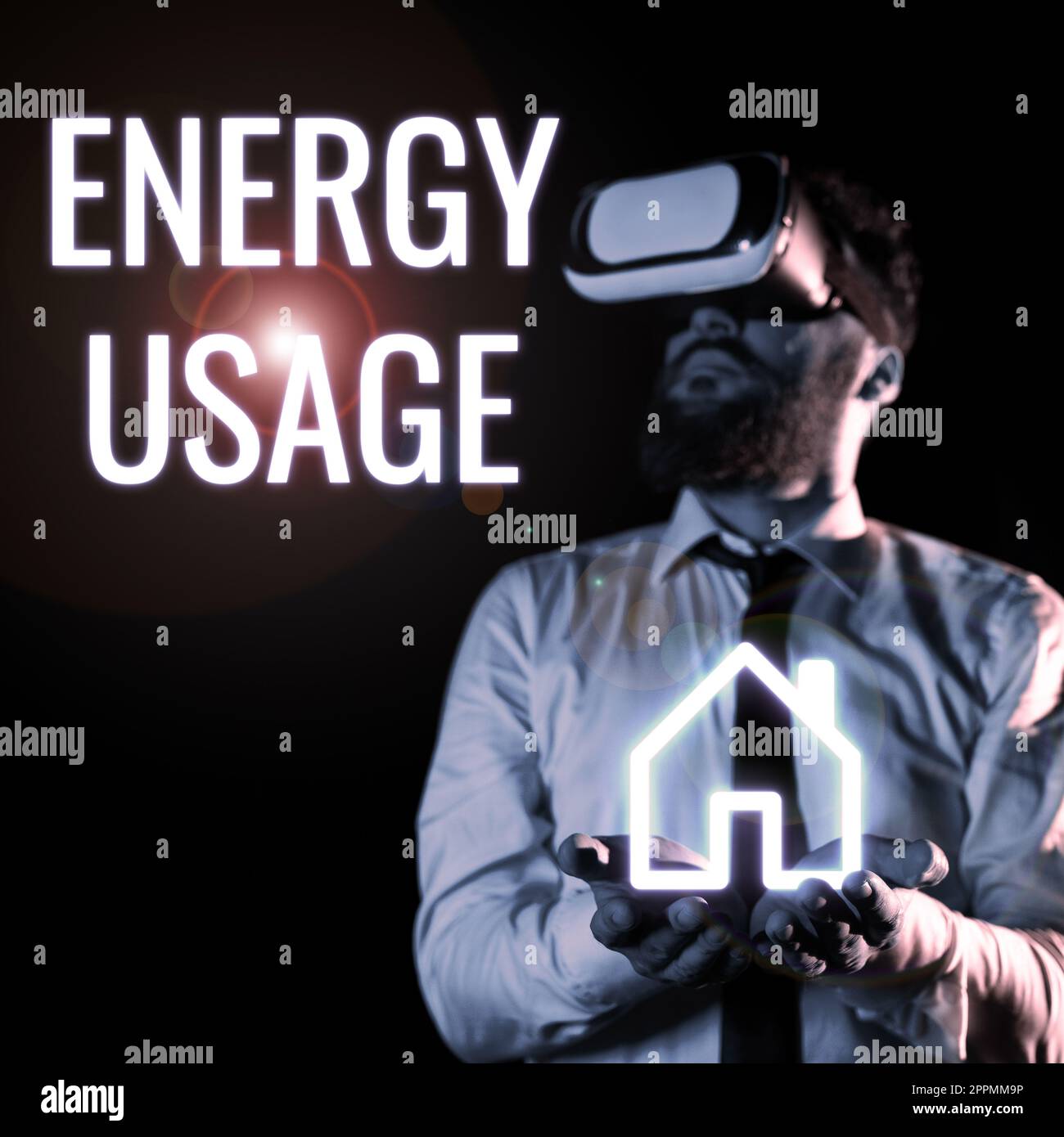 Text caption presenting Energy Usage. Concept meaning Amount of energy