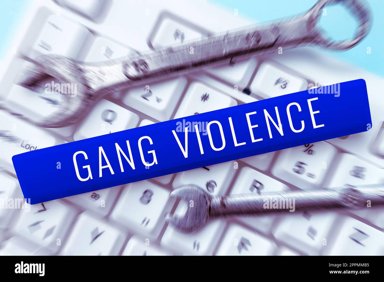 Text showing inspiration Gang Violence. Business idea infringement of the laws caused by group of criminals and gangsters Stock Photo
