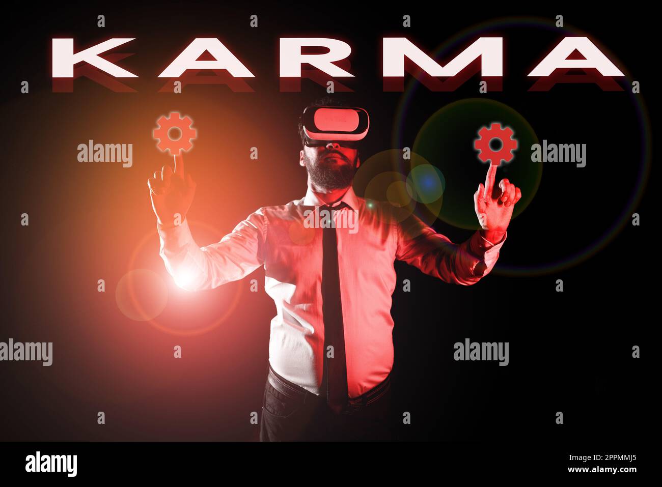 Hand writing sign Karma. Business idea sum of a person actions in this and previous states of existence Stock Photo
