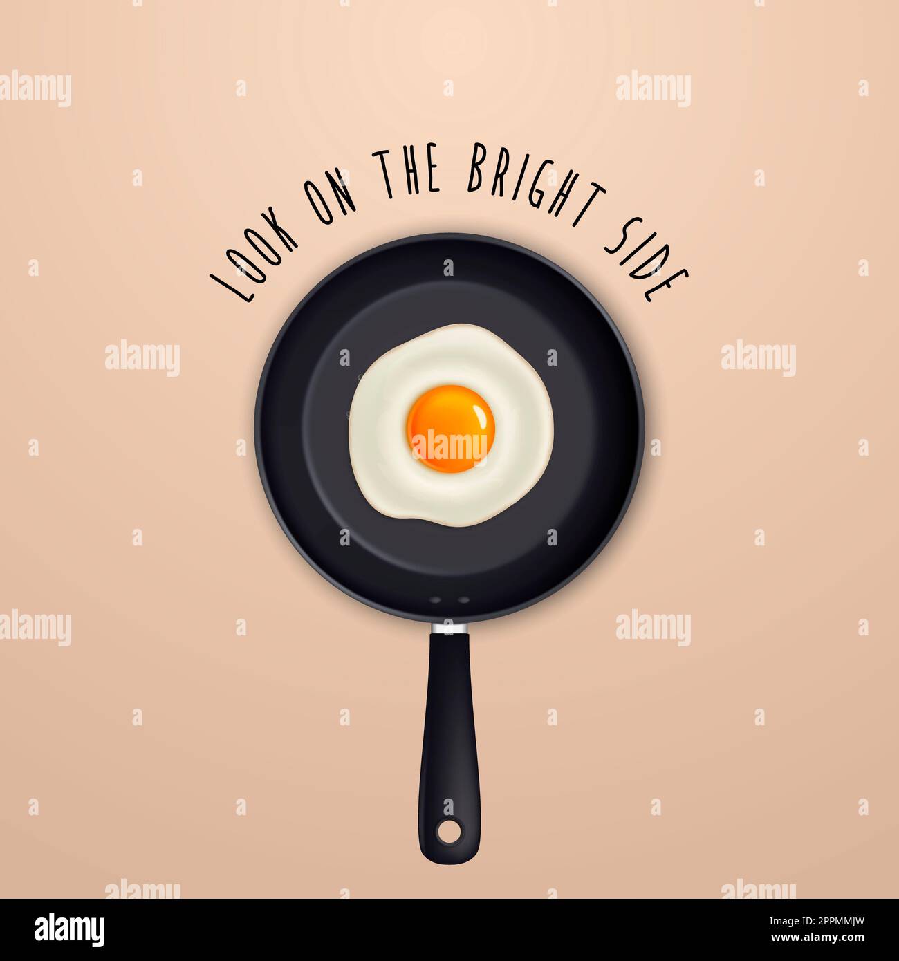 Look on the bright side background with quote and fried egg on a