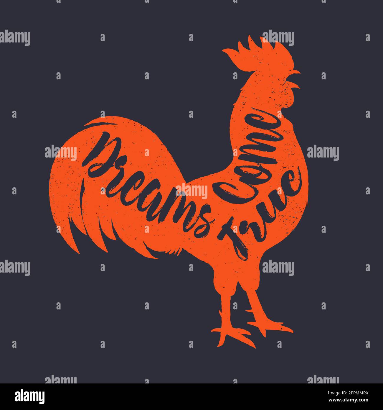 Lettering quote on the rooster s body, symbol of 2017. Print for design ...