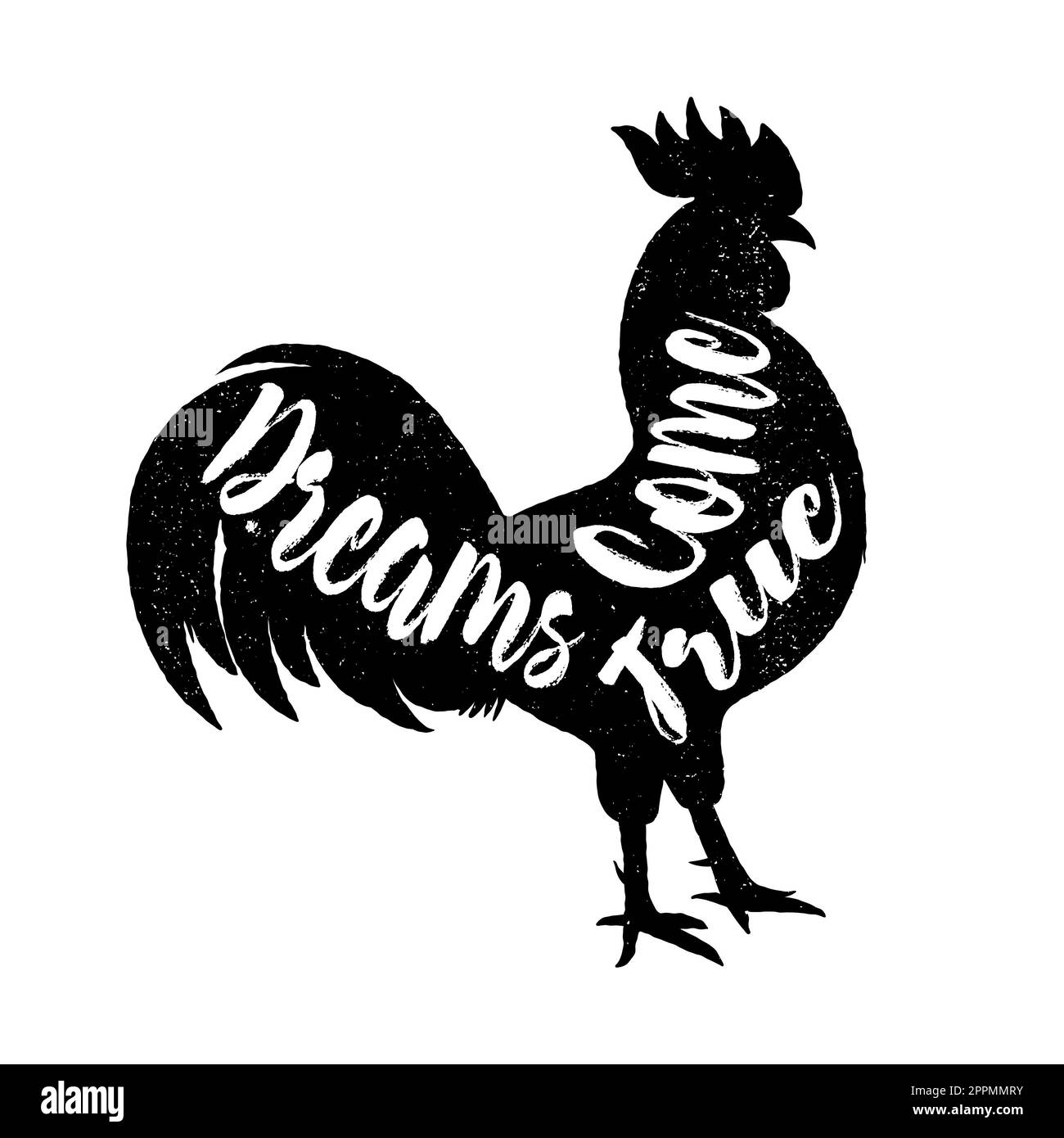Lettering quote on the rooster s body, symbol of 2017. Print for design ...